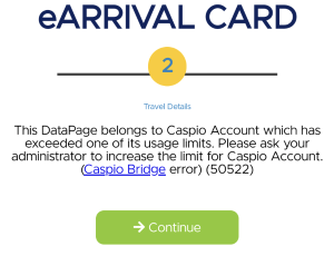 e arrival cardの登録手順エラー