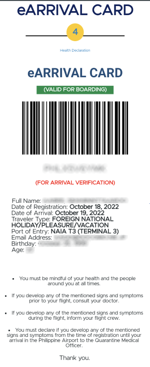 e arrival cardの登録手順12